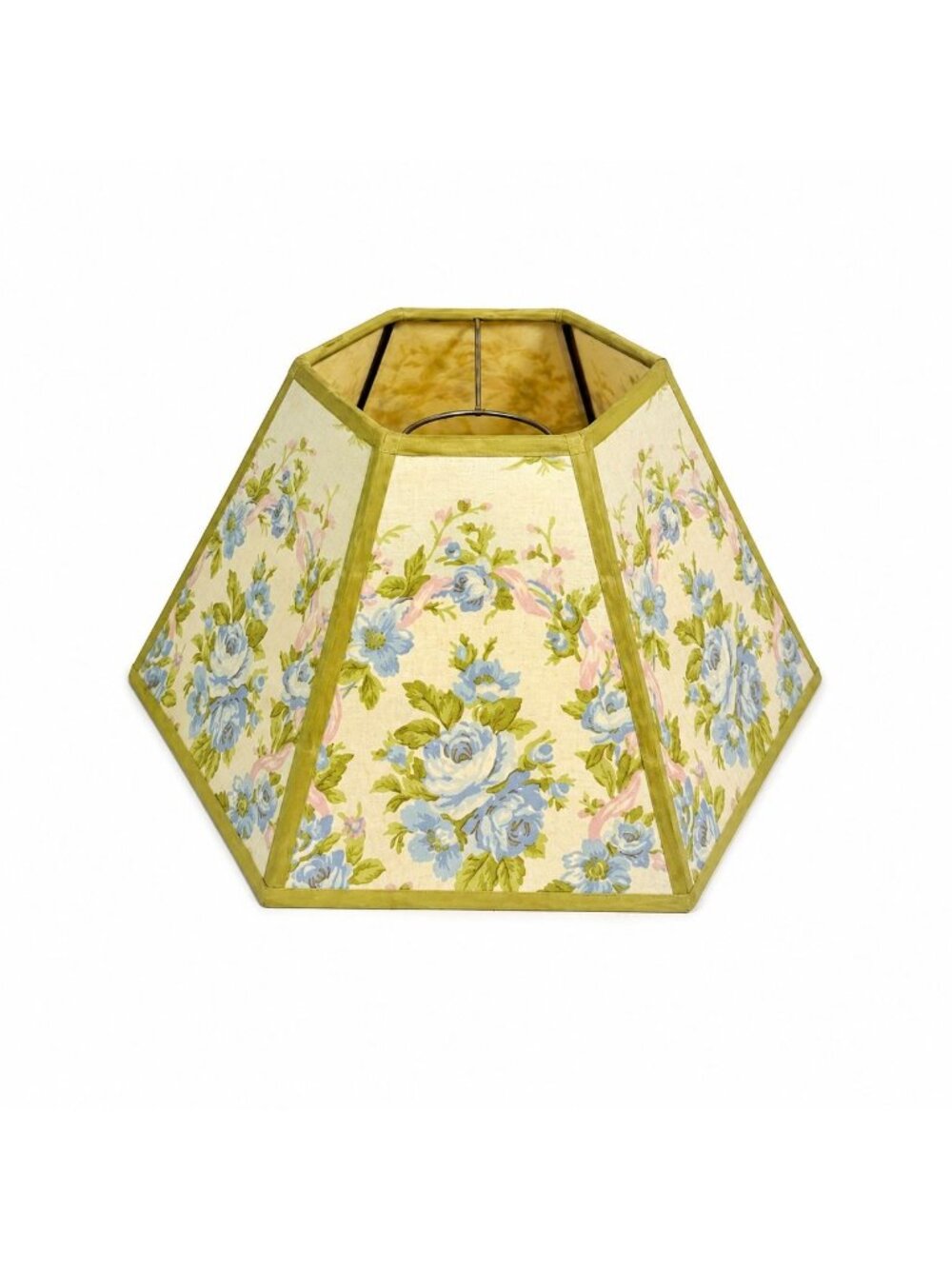 Hurricane Lamp Shade Sexagon Mid Century Lampshades Fabric Floral Chimney Fitter